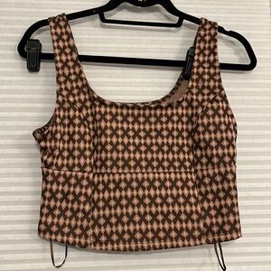 Pink Rose Brown printed Crop Top size M